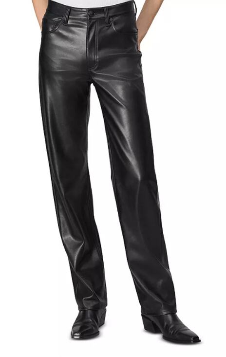 rag & bone Pants - RAG & BONE HARLOW FAUX LEATHER STRAIGHT PANTS BLACK SIZE 23